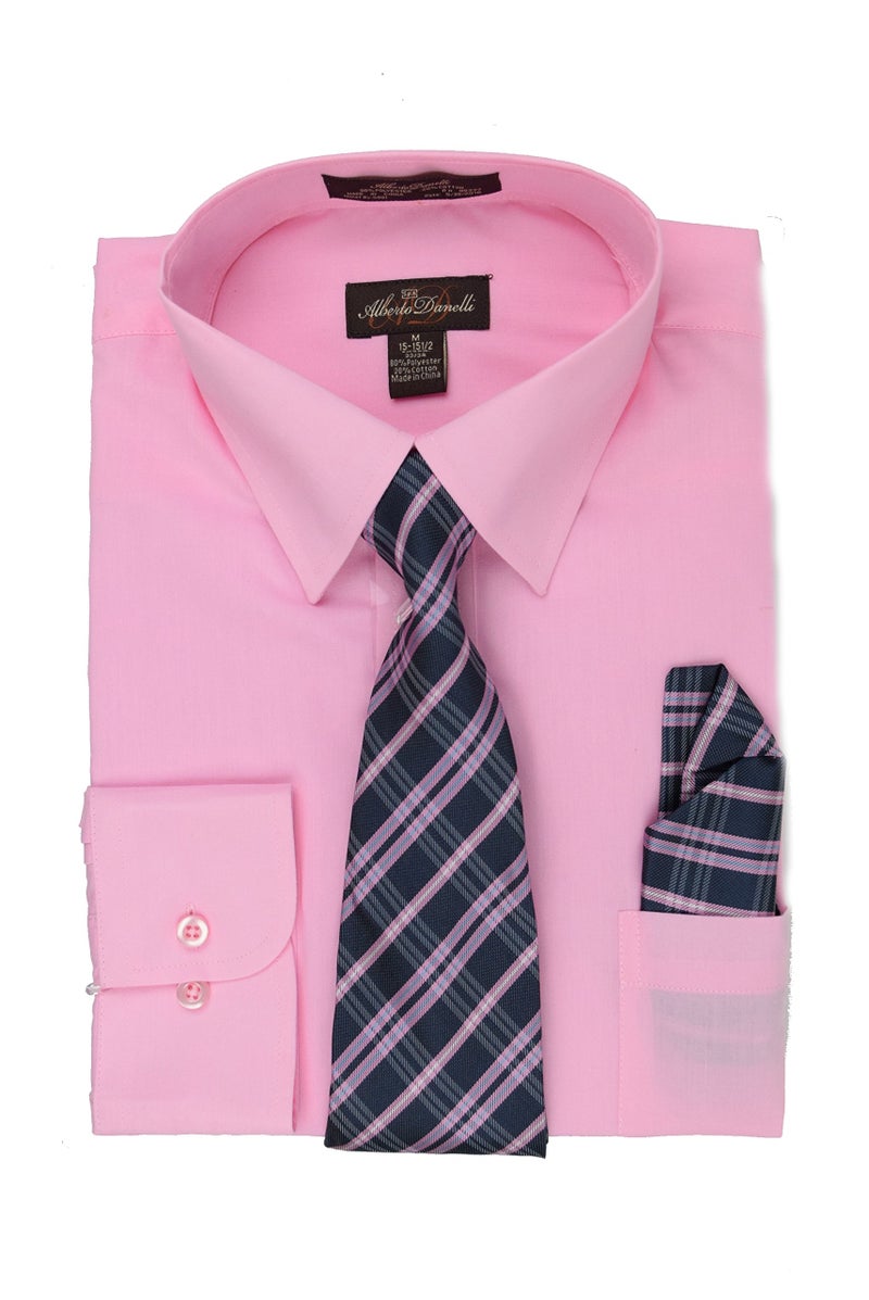 Alberto Danelli Men's Dress Shirt & Tie Set, Regular Fit, Long Sleeve, Up to 5XL, Blush - Image 1
